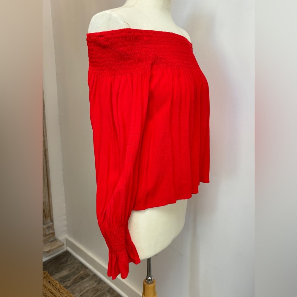 Red Off Shoulder Top - Picture 2 of 5